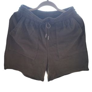 NEW ACTIVE USA Green Gray Terrycloth High Rise Drawstring Shorts with Pockets